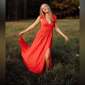 ASOS frill sleeve red maxi dress. size 2. perfect condition.